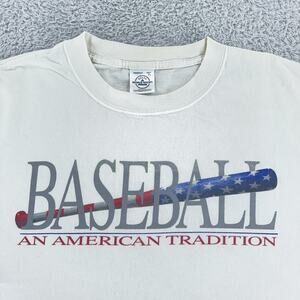 Vintage Baseball Shirt Mens XL White American Tradition USA MLB Baseball 90s Tee